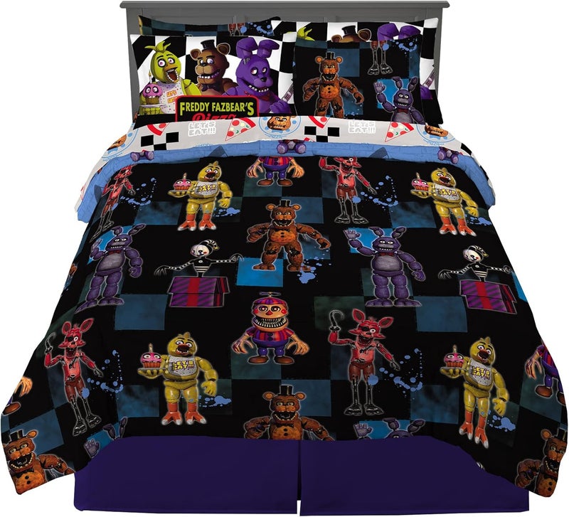 Franco Kids Bedding Super Soft Comforter and Sheet Set with Sham, 7 Piece Full Size, Five Nights At Freddy's - Image 1